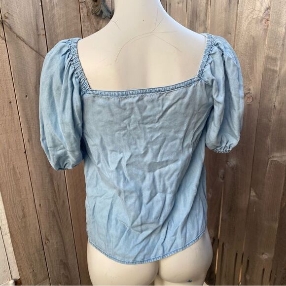 Mango Shortsleeved Denim Chambray Shirt size XS - Picture 6 of 6